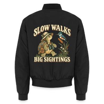 Schildkröte Vogelbeobachter - Unisex Bomberjacke - Schwarz - Hinten - AI Model Male 185 light (185cm)