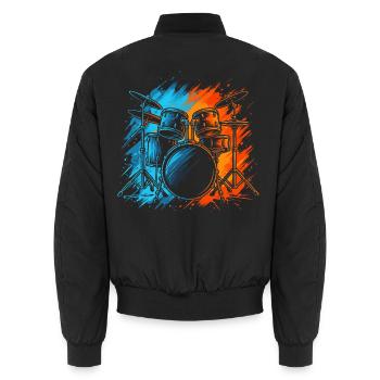 Schlagzeuger Drummer Jungen Kinder Schlagzeug - Unisex Bomberjacke - Schwarz - Hinten - AI Model Male 185 light (185cm)