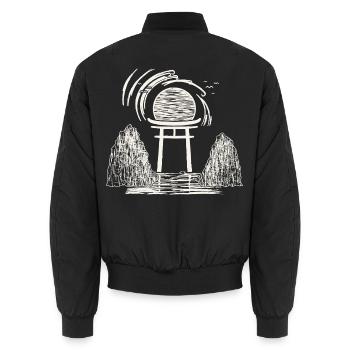 Torii Sonnenuntergang Zen - Unisex Bomberjacke - Schwarz - Hinten - AI Model Male 185 light (185cm)