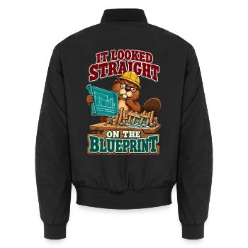  Bauleiter It Looked Straight on the Blueprint - Unisex Bomberjacke - Schwarz - Hinten - AI Model Male 185 light (185cm)