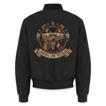 Carpool Veteranen Emblem - Unisex Bomberjacke - Schwarz - Hinten - AI Model Male 185 light (185cm)