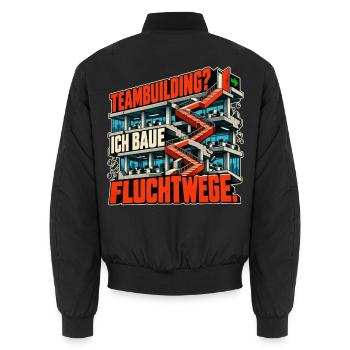 Teambuilding Fluchtwege Bauwerk - Unisex Bomberjacke - Schwarz - Hinten - AI Model Male 185 light (185cm)