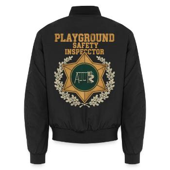 Spielplatz Sicherheitsinspektor Abzeichen - Unisex Bomberjacke - Schwarz - Hinten - AI Model Male 185 light (185cm)