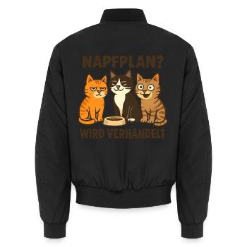 Geschenk für Mehrkatzenhaushalte mit Humor - Unisex Bomberjacke - Schwarz - Hinten - AI Model Male 185 light (185cm)