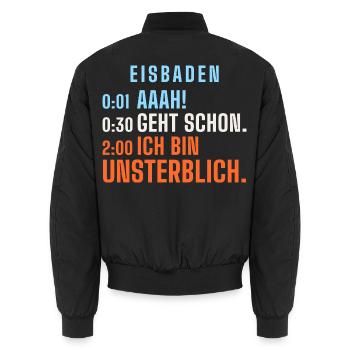 Eisbaden: Aaah! Geht schon. Ich bin unsterblich. - Unisex Bomberjacke - Schwarz - Hinten - AI Model Male 185 light (185cm)