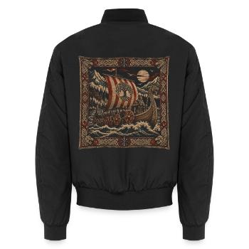 Wikinger – Nordischer Wandteppich - Unisex Bomberjacke - Schwarz - Hinten - AI Model Male 185 light (185cm)