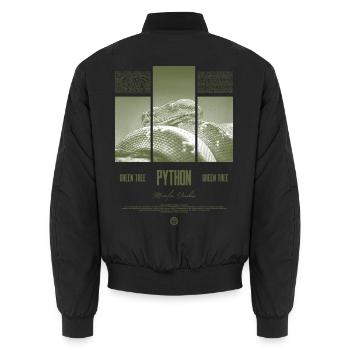 Green Tree Python Modern Reptile Keeper Streetwear - Unisex Bomberjacke - Schwarz - Hinten - AI Model Male 185 light (185cm)
