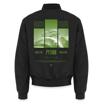 Green Tree Python Modern Reptile Keeper Streetwear - Unisex Bomberjacke - Schwarz - Hinten - AI Model Male 185 light (185cm)