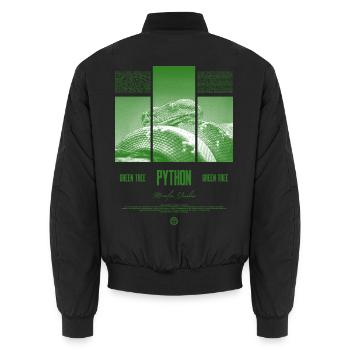 Green Tree Python Modern Reptile Keeper Streetwear - Unisex Bomberjacke - Schwarz - Hinten - AI Model Male 185 light (185cm)