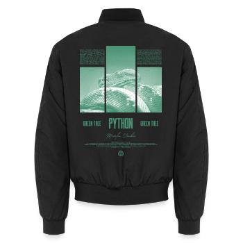 Green Tree Python Modern Reptile Keeper Streetwear - Unisex Bomberjacke - Schwarz - Hinten - AI Model Male 185 light (185cm)