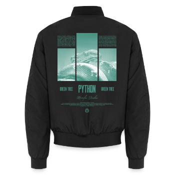Green Tree Python Modern Reptile Keeper Streetwear - Unisex Bomberjacke - Schwarz - Hinten - AI Model Male 185 light (185cm)