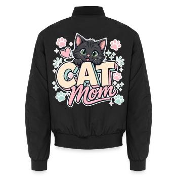 Katzenmama süßes Kätzchen - Cat Mom - Geschenkidee - Unisex Bomberjacke - Schwarz - Hinten - AI Model Male 185 light (185cm)