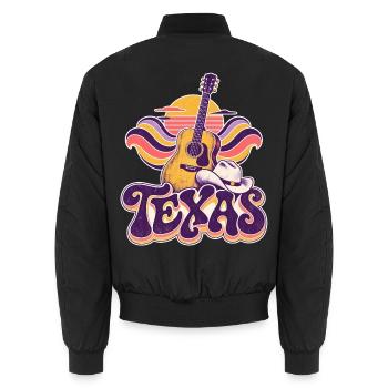 Texas Sunset Gitarre Retro - Unisex Bomberjacke - Schwarz - Hinten - AI Model Male 185 light (185cm)
