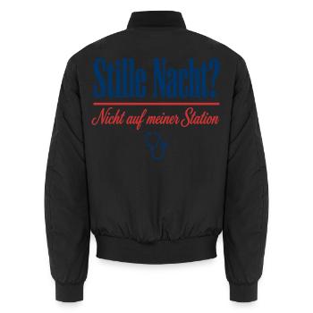 Stille Nacht Nicht auf meiner Station Pflege - Unisex Bomberjacke - Schwarz - Hinten - AI Model Male 185 light (185cm)