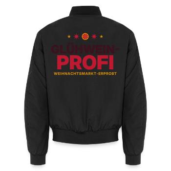 Glühwein-Profi Weihnachtsmarkt - Unisex Bomberjacke - Schwarz - Hinten - AI Model Male 185 light (185cm)