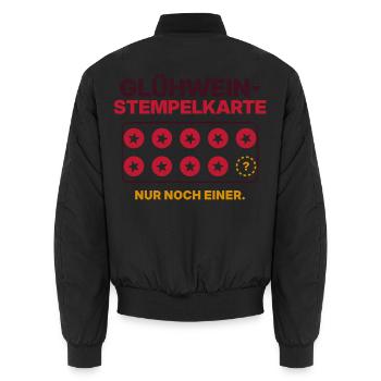 Glühwein-Stempelkarte - Unisex Bomberjacke - Schwarz - Hinten - AI Model Male 185 light (185cm)