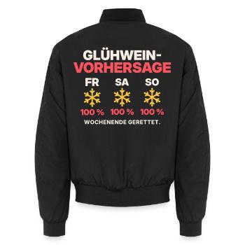 Glühwein-Vorhersage Wochenende - Unisex Bomberjacke - Schwarz - Hinten - AI Model Male 185 light (185cm)
