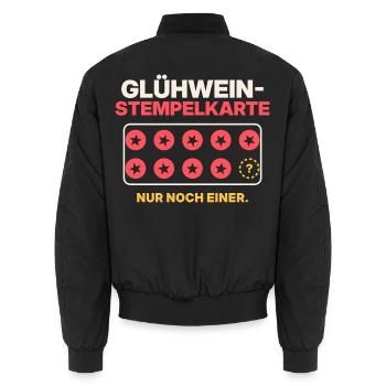 Glühwein-Stempelkarte - Unisex Bomberjacke - Schwarz - Hinten - AI Model Male 185 light (185cm)