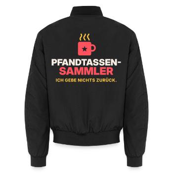 Pfandtassen-Sammler - Unisex Bomberjacke - Schwarz - Hinten - AI Model Male 185 light (185cm)