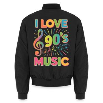 Ich Liebe 90er-Jahre-Musik, Retro-Neunziger-Jahre - Unisex Bomberjacke - Schwarz - Hinten - AI Model Male 185 light (185cm)