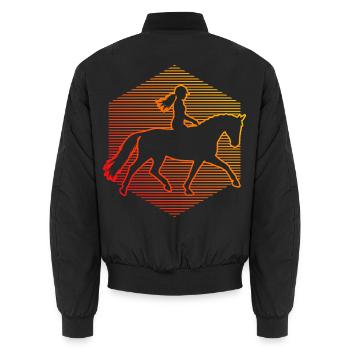 Geschenkidee für eine Springreiterin mit Reitsport - Unisex Bomberjacke - Schwarz - Hinten - AI Model Male 185 light (185cm)