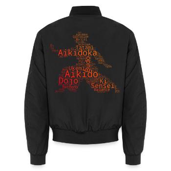 Selbstverteidigung Geschenkidee für Aikido-Prüfung - Unisex Bomberjacke - Schwarz - Hinten - AI Model Male 185 light (185cm)