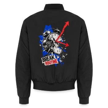 Routine durchbrechen Uhrbruch - Unisex Bomberjacke - Schwarz - Hinten - AI Model Male 185 light (185cm)