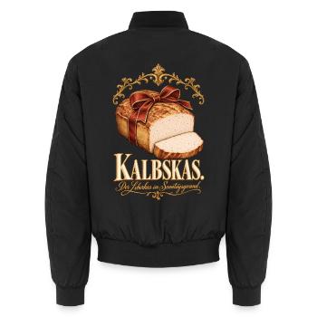 Kalbskas Leberkas im Sonntagsgwand - Unisex Bomberjacke - Schwarz - Hinten - AI Model Male 185 light (185cm)