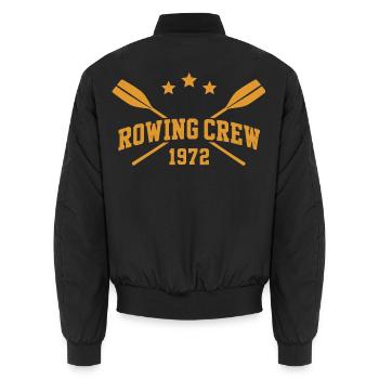 Rowing Crew - Rudern - Ruderer - Ruderin - 1972 - Unisex Bomberjacke - Schwarz - Hinten - AI Model Male 185 light (185cm)