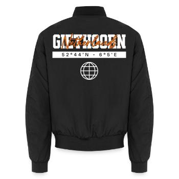 Giethoorn Niederlande Koordinaten Reise Souvenir - Unisex Bomberjacke - Schwarz - Hinten - AI Model Male 185 light (185cm)