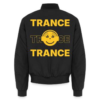 Trance Trance Trance - Happy Vinyl DJ - Unisex Bomberjacke - Schwarz - Hinten - AI Model Male 185 light (185cm)