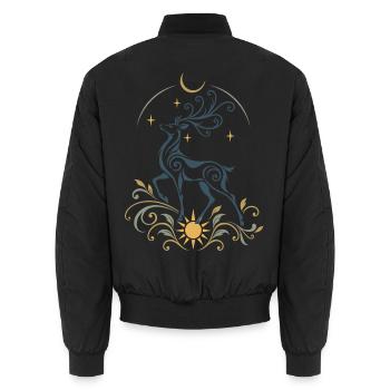 Hirsch mit Sonne und Mond - Wintersonnenwende - Unisex Bomberjacke - Schwarz - Hinten - AI Model Male 185 light (185cm)