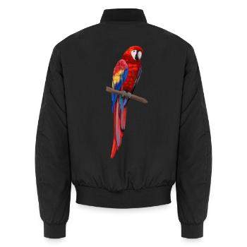 Ara Papagei - Bunter Vogel auf einem Ast - Unisex Bomberjacke - Schwarz - Hinten - AI Model Male 185 light (185cm)