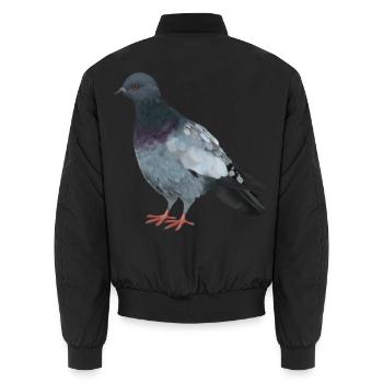 Stadttaube - Realistisch gemalte Taube - Unisex Bomberjacke - Schwarz - Hinten - AI Model Male 185 light (185cm)