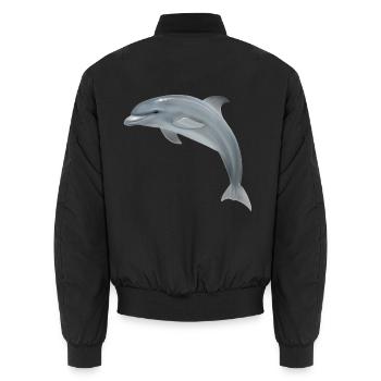 Springender Delfin - Realistisch gemalt - Unisex Bomberjacke - Schwarz - Hinten - AI Model Male 185 light (185cm)
