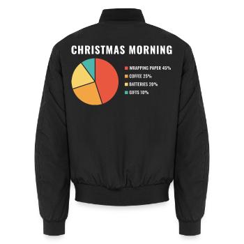 Weihnachtsmorgen-Tortendiagramm - Unisex Bomberjacke - Schwarz - Hinten - AI Model Male 185 light (185cm)