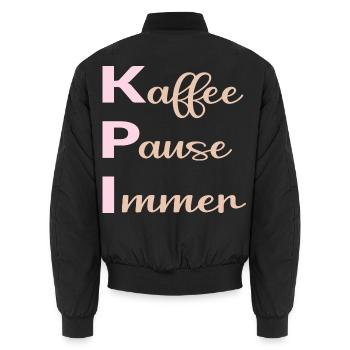 Büro Kaffee Sprüche - Unisex Bomberjacke - Schwarz - Hinten - AI Model Male 185 light (185cm)