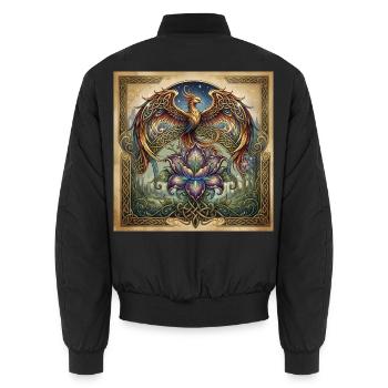 Celtic Phoenix Iris - Unisex Bomberjacke - Schwarz - Hinten - AI Model Male 185 light (185cm)