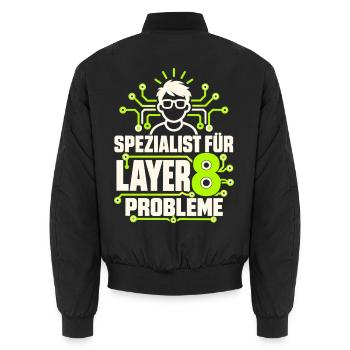 Spezialist für Layer 8 Probleme - Unisex Bomberjacke - Schwarz - Hinten - AI Model Male 185 light (185cm)