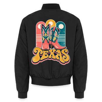 Texas Stiefel Retro-Design - Unisex Bomberjacke - Schwarz - Hinten - AI Model Male 185 light (185cm)