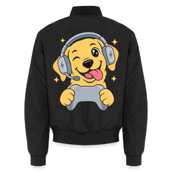 Gaming Labrador mit Headset und Controller - Unisex Bomberjacke - Schwarz - Hinten - AI Model Male 185 light (185cm)