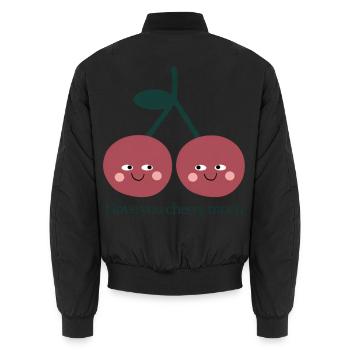 I Love You Cherry Much – Süße Kirschen Liebe - Unisex Bomberjacke - Schwarz - Hinten - AI Model Male 185 light (185cm)