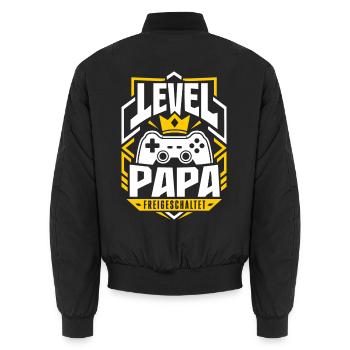 Level Vater freigeschaltet - Unisex Bomberjacke - Schwarz - Hinten - AI Model Male 185 light (185cm)