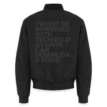 Lustiger Download Food Technology Sarkastisches Meme-Tee - Unisex Bomberjacke - Schwarz - Hinten - AI Model Male 185 light (185cm)