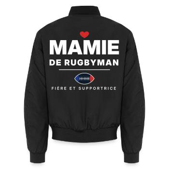 Granny Rugbyspielerin – Grandma Rugby-Geschenk - Unisex Bomberjacke - Schwarz - Hinten - AI Model Male 185 light (185cm)