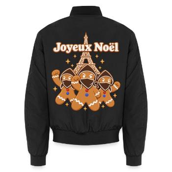 Joyeux Noël – Rebellische Lebkuchen in Paris - Unisex Bomberjacke - Schwarz - Hinten - AI Model Male 185 light (185cm)