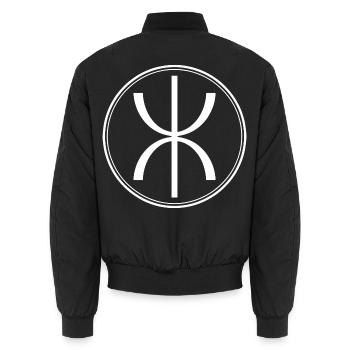 Symmetrischer Kreis-Achse-Emblem - Unisex Bomberjacke - Schwarz - Hinten - AI Model Male 185 light (185cm)