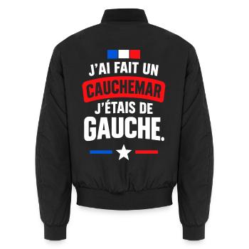 Albtraumlinks-Französischer Slogan - Unisex Bomberjacke - Schwarz - Hinten - AI Model Male 185 light (185cm)