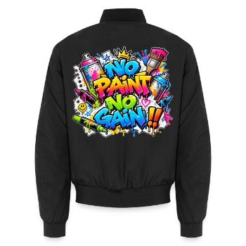 KEIN ANMALEN, KEIN WINS, Aufkleber – Graffiti, das knallt! - Unisex Bomberjacke - Schwarz - Hinten - AI Model Male 185 light (185cm)