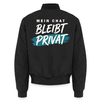 Meinungsfreiheit Spruch Mein Chat bleibt privat - Unisex Bomberjacke - Schwarz - Hinten - AI Model Male 185 light (185cm)